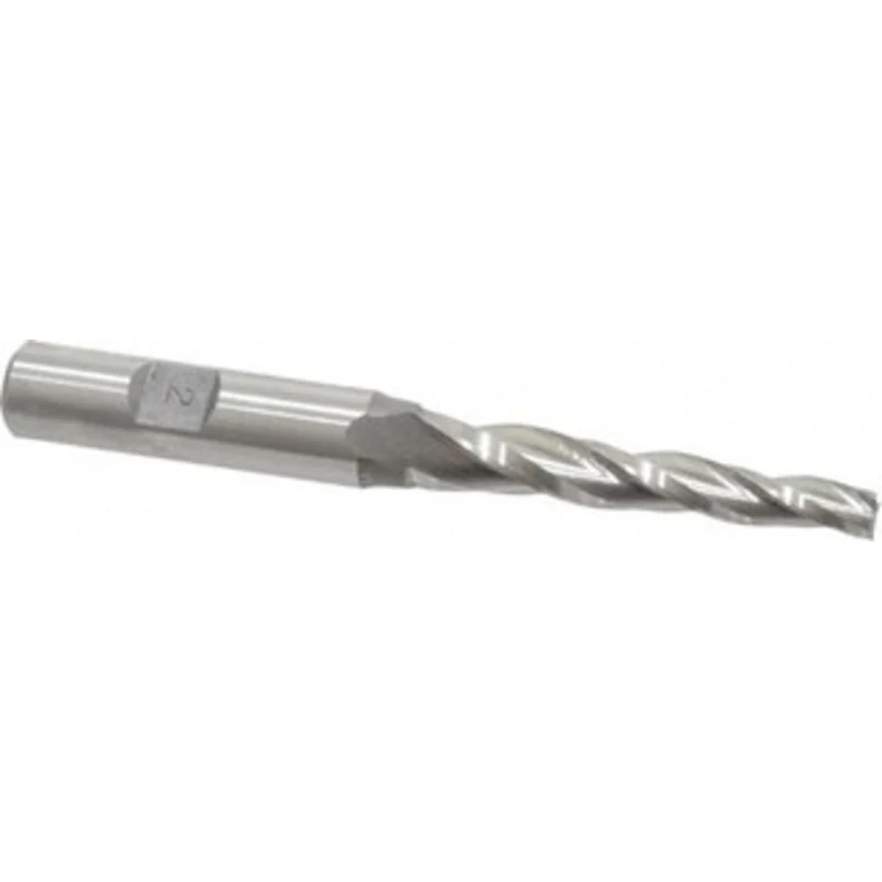 Made in USA 2 per Side 1/4 Small End Diam 2-1/4 LOC 3-Flute High Speed Steel Tapered Square End Mill Uncoated, 1/2 Sh...